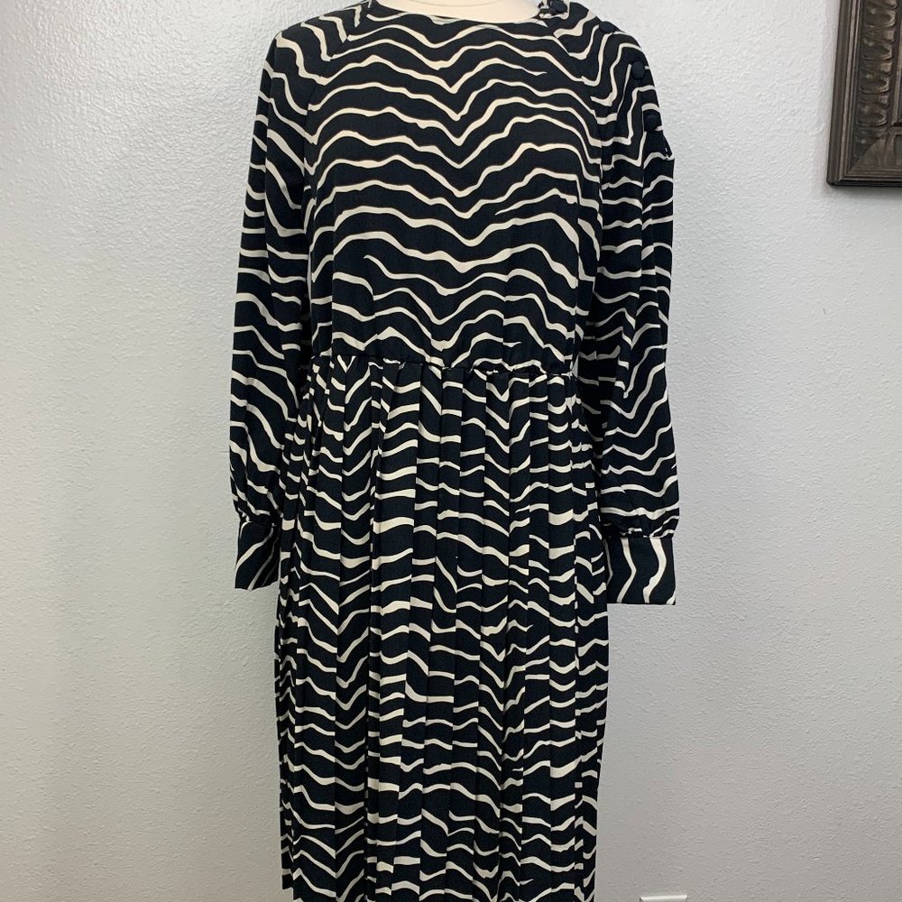 FRAME Stripe Black White Long Sleeve Silk Dress
